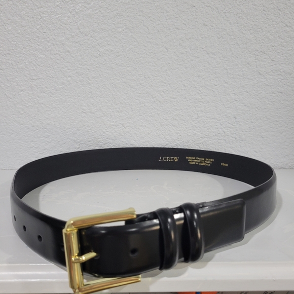 J Crew Wide Spazzolato Leather Belt Black Size Medium - Picture 4 of 8